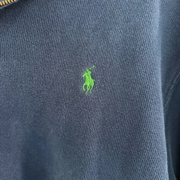 Polo Ralph Lauren Pullover Sweater Men's XL Royal Blue Quarter Zip Logo Preppy - Picture 3 of 7